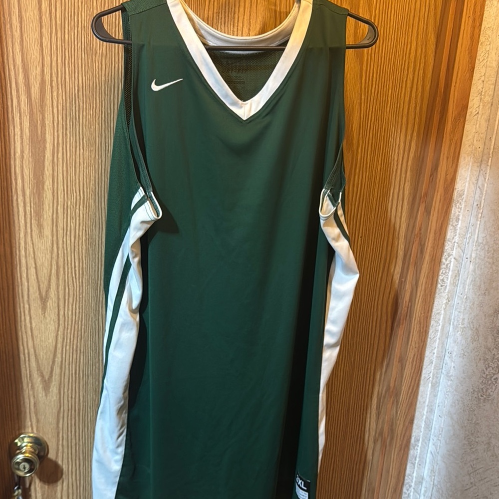 Nike Forest Green and White Sports Jersey